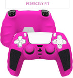 SIKEMAY Anti-Slip PS5 Controller Skin, Soft Thicken Non-Slip Studded Silicone Gel Grip Protective Cover Case for PlayStation 5 Controller Grip, 2 Pack with 8 x Thumb Grip Caps