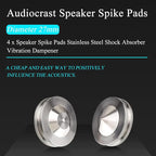 Audiocrast 4X HiFi Speaker Spikes, Isolation Stand Feet Pad, Stainless Steel Shock Absorber Vibration Dampener with Non-Slip Mats for Audio Speaker Subwoofer CD DVD Amplifier Turntable DAC