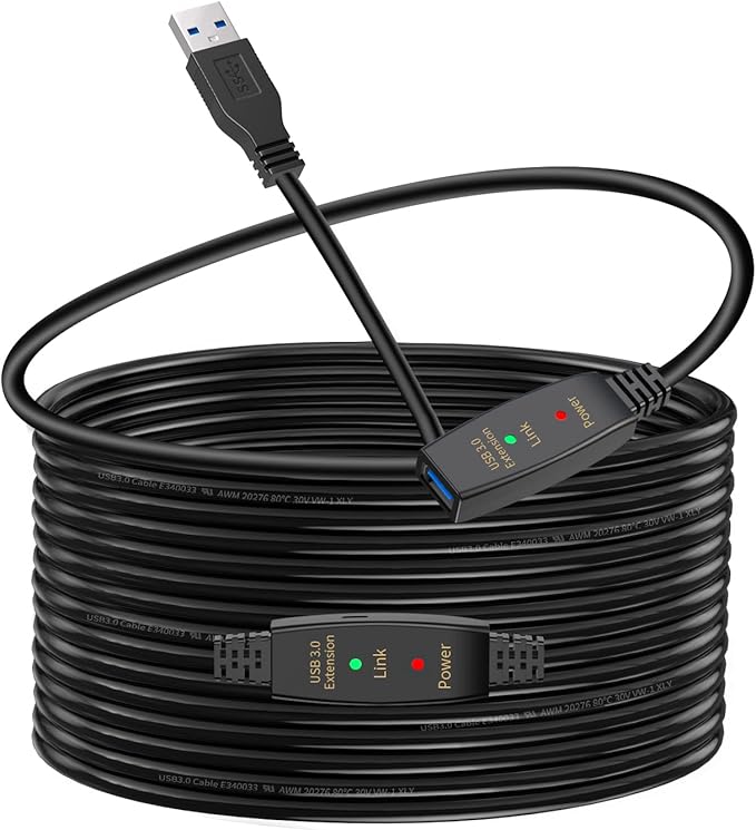 LDKCOK Active USB 3.0 Extension Cable 50ft– Male to Female Extender Cord, USB Extension Cable for USB Flash Drive, Card Reader, Hard Drive, Keyboard, PlayStation, Xbox, VR, Printer, Camera, Laptop