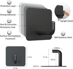 VIS'V Adhesive Hooks, Metal Shower Wall Stick on Hooks, Waterproof, 2 Extra Adhesive Strips, Black, 4 Pcs