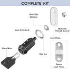 PTEROMY 5 Pack Cabinet Lock with Keys, 1-1/2'' Heavy Duty Tubular Cam Lock for RV Compartment Storage Locks, Full Set of RV Cam Locks (Black, 1-1/2'', 5 Pack)