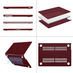 MOSISO Compatible with MacBook Air 13 inch Case 2025 2024 2023 2022 M4 A3240 M3 A3113 M2 A2681, Plastic Hard Shell&Keyboard Cover&Screen Film&Type C for MacBook Air 13.6 inch Case, Burgundy