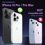 Uyiton for iPhone 14 Pro/iPhone 14 Pro Max Camera Lens Protector, [Drop Protection] 9H Tempered Glass Camera Cover Screen Metal Ring Case Friendly Scratch Resistant Easy to Install - Black