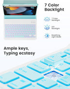 OYEEICE for iPad 9th Generation Case with Keyboard - Detachable Backlit Keyboard - Rotatable Cover with Pencil Holder for iPad 9th/8th/7th Gen, iPad Air 3rd Gen & iPad Pro 10.5" - Blue