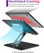 Laptop Stand | Adjustable Ergonomic Riser for Desk, Aluminum Computer Holder with Heat Vent, Fits 10–17" Laptops, Dark Black