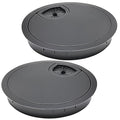 Desk Grommet 3-1/8" (80 mm), Desk Cord Hole Cover, Cable Grommet Metal Zinc Alloy Materilal, Desk Hole Grommet for Office and Home Table Cable, Detachable Cable Cord Organizer (Flat Black 2 Pcs)
