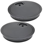 Desk Grommet 3-1/8" (80 mm), Desk Cord Hole Cover, Cable Grommet Metal Zinc Alloy Materilal, Desk Hole Grommet for Office and Home Table Cable, Detachable Cable Cord Organizer (Flat Black 2 Pcs)