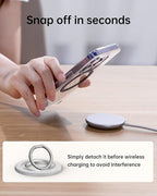 Magnetic Phone Ring Holder for MagSafe, Syncwire Magnetic Phone Ring Grip Finger Kickstand with Two-Sided Magnets Compatible with iPhone 16 Pro Max 15 14 13 12, Android, MagSafe Accessories, White