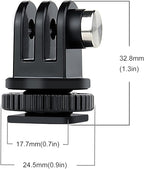 SOONSUN Tripod Mount Kit with 1/4"-20 Conversion Adapter and Cold Shoe Mount with 1/4" Thread, Compatible with GoPro Hero 13 12 11 10 9 8 7 6 5, DJI Osmo, AKASO, SJCAM, Insta360, DSLR Cameras