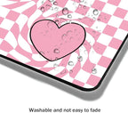 Mouse Pad, Cute Pink Checkered Heart Mouse Pads for Desk, 9.5" x 7.9" Non-Slip Rubber Base Computer Mousepad with Women, Portable Square Design for Wireless Mouse and Pad Laptop Office & Travel