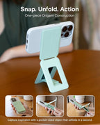 MOFT Phone Stand, Magnetic Phone Tripod Stand Stain-Resistant MOVAS Leather & Angle Adjustment & Strong Magnets Tripod for iPhone 15/14/13/12 (Included Metal Ring)-Sunset