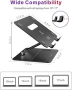 Laptop Stand | Adjustable Ergonomic Riser for Desk, Aluminum Computer Holder with Heat Vent, Fits 10–17" Laptops, Dark Black