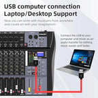 G-MARK MR80S Audio Mixer Interface USB Bluetooth Mixing Console 8 Channel 48V Phantom Power Sound Board Music Reverb For PC Stage DJ Studio Sound Controller Analog Mixer