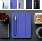 MoKo Pencil Holder Sticker Fit Apple Pencil Pro, Apple Pencil (USB-C), Apple Pencil 1st/2nd Generation, Elastic Pencil Pocket Pouch Adhesive Sleeve Attached to iPad Case for Stylus Pens, Navy Blue