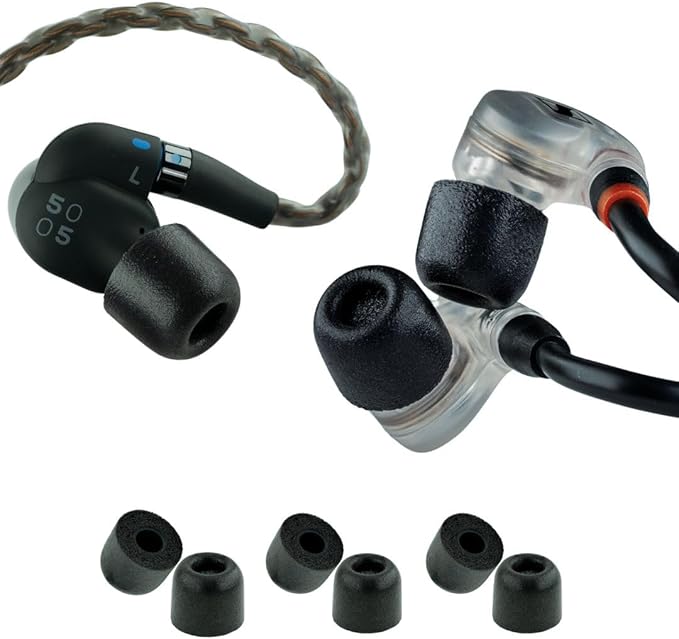 Comply 500 Core Series | Memory Foam Replacement IEM Ear Tips for KZ, Moondrop, FiiO Sennheiser & More | Superior Noise Isolation, Ultimate Comfort, Secure Fit | TechDefender, Black, Large (3 Pairs)