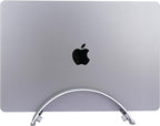 Adjustable Vertical Laptop Stand - 6061 Aluminum, CNC Precision, Anodized Finish, Fits All Laptops Including 17-inch, Ventilated Design, Anti-Slip Silicone Pads, ARC Shaped Stands