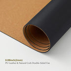 Compact Cork Desk Mat - Small Dual-Sided Desk Pad for Office and Home - Desk Organization and Accessories - Ideal for Large Mouse Pad and Small Desk Mats on Top of Desks(Black,23.6"x 11.8")