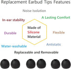 36 Pieces Small Earbud Tips Soft and Comfortable Silicone Earbud Tips Ear Bud Replacement Pieces Silicone Fit Most in-Ear Headphones，Inner Hole 3.8mm -5.5mm，Small Black Replacement Eartips