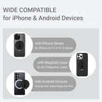 Grat 3 Upgraded Magnetic Phone Grip Stand, 360° Rotatable Silicone Strap Phone Loop Holder, Detachable Ring Kickstand Compatible with Magsafe iPhone 16 15 14 13 12 Pro/max, Black