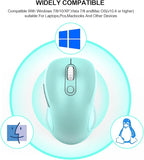WisFox 2.4G Wireless Mouse for Laptop, Ergonomic Computer Mouse with USB Receiver and Type-C Adapter, 3 Adjustable Levels DPI, 6 Button Cordless Wireless Mice (Mint Green)