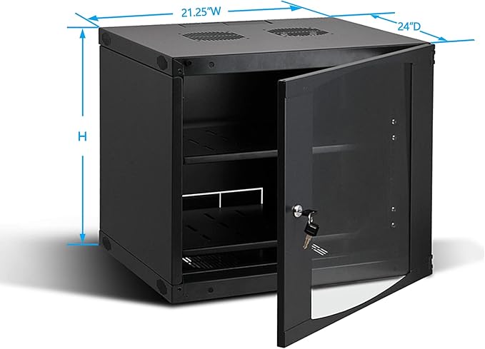RAISING ELECTRONICS 22U Wall Mount Network WiFi Server Cabinet Rack Enclosure Ventilated Door Lock 22.75inch Depth
