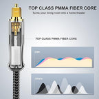 EMK 24K Gold-Plated Optical Audio Cable [4ft/1.2M] - Digital Toslink SPDIF Cable Compatible with Soundbar to TV, Home Theater - High-Speed Fiber Optic Cable (Silver)