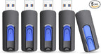 JUANWE 32GB Flash Drive 3.0 USB 5 Pack Thumb Drive Retractable Slide Memory Sticks for Computers Bulk USB Jump Drive Data Storage Pen Drive Blue