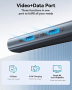 QGeeM USB C Hub,Multiple Converter Adapter 5 in 1,Type C Splitter Extender with Single 8K,Dual 4K/60Hz,10Gbps Data Transfer,PD 100W,for MacBook Pro,iMac,HP（M1/M2 only 1 Display