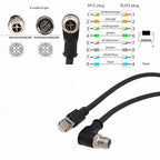 Ethernet Cable for Keyence IV3 SR5000 Cognex DataMan 260 280 380 370 470 580 Barcode Reader Sensor, 8 Pin X-Coded Angled M12 to RJ45 Shielded 3m