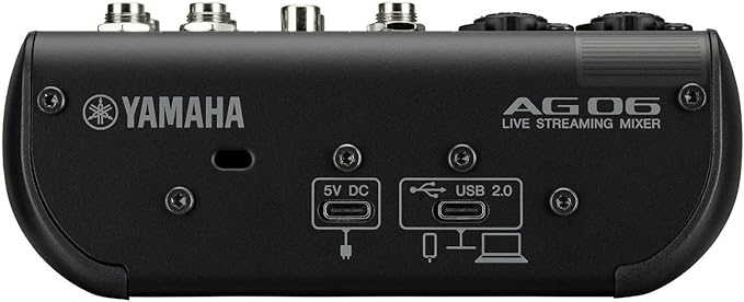 Yamaha AG06MK2 Black 6-Channel Live Streaming Loopback Mixer/USB Interface with Steinberg Software Suite