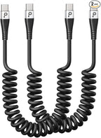 USB C to USB C Charger Cable [2-Pack 3FT], Coiled USB C Charger Cable for Car, Type C Fast Charging USBC to USBC Cable for iPhone 16/15/15 Pro/15 Plus/15 Pro Max/Samsung Galaxy S23 More USB C Devices