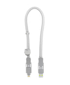 Rolling Square inCharge XL 30cm - USB C Charger Cable, Lightning for Smartphone, Universal 6 in 1, USB Plug, Glacier White, 100W
