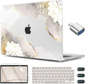 CISSOOK for MacBook Air 13.6 inch Case 2025 2024 2023 2022 Release Model M3 A3113 M2 A2681, Lotus Hard Shell Case Keyboard Cover for MacBook Air 13 M2 M3 M4 Chip, Charming Painting