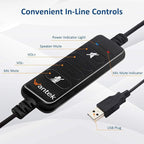 USB Headset with Microphone Noise Cancelling & Audio Controls, Computer Headphones for PC Laptop, Business, Home Office, Call Center, Skype, Zoom, Webinar, Clear Chat, Super Light,Single