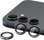for Samsung Galaxy A16 Camera Lens Protector, Individual Metal Ring Tempered Glass Lens Cover, [Strong Adsorption] Scratch Resistant Ultra-Thin HD Clear Lens Cover, 1 Set-Black
