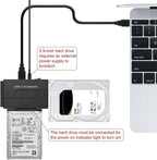 USB 3.0 to SATA IDE Hard Drive Reader, YINNCEEN External Hard Drive Ultra Recovery Converter Universal Hard Drive Adapter Kit for 2.5/3.5 HDD/SSD Hard Drive Disk, Include 12V/2A Power Adapter