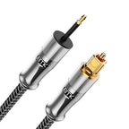EMK 24K Gold-Plated Toslink to Mini Toslink Cable (3ft/1M) - Digital Optical Audio Cable with 3.5mm Mini Plug for Soundbar, Home Theater, TV - Silver SPDIF Fiber Optic Cable