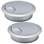 2 Pcs Desk Grommet 3-1/8" / 80 mm, Desk Cord Hole Cover, Cable Grommet ABS Plastic, Desk Hole Grommet for Home & Office Pc, Detachable Adjustable Cable Cord Organizer-Silvery