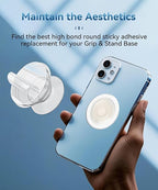 30 Pack Super Sticky Adhesive, Clear Invisible Adhesive Replacement for Pop Socket Base, 1.4 Inch Non-Damaging Double Sided Tapes for Phone Collapsible Grip & Stand Back