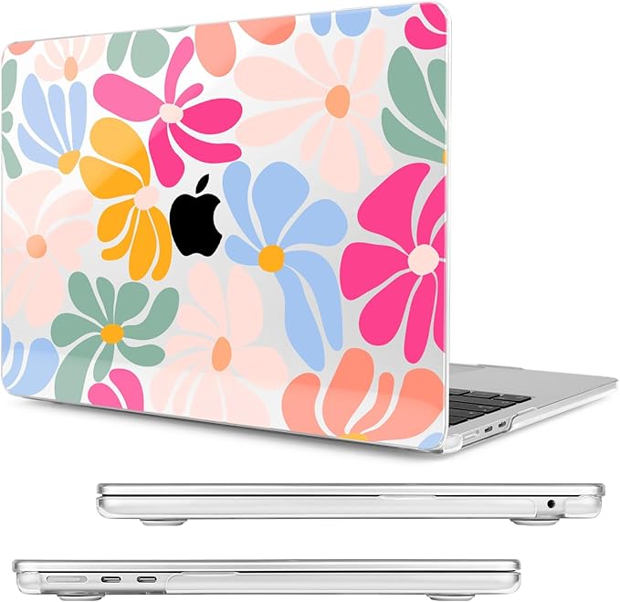 Compatible with MacBook Air 13.6 inch Case, M4 A3240/M3 A3113/M2 A2681 (Released 2025 to 2022), Hard Shell, Keyboard Cover, Screen Protector, Webcam Cover & Type-C Adapter, ColorfulFlowers