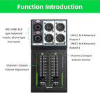 Passive Stereo Volume Controller, XLR 2 Input 2 Output Stereo Studio Controller, Plug and Play for Studio Speakers, Home Audio with Metal Interfaces, Great for Live Performance