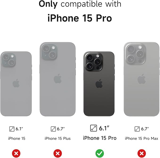 SURITCH for iPhone 15 Pro Case with Magnetic Camera Slide Cover and Adjustable Kickstand, Compatible with MagSafe, Shockproof Bumper Case Slim Protective Cover 6.1 Inch, Black
