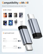 Temdan 4 Pack Lightning to USB C Adapter for iPhone 15/16/17 Pro/17 Pro Max,for iPhone 17/16 Charger,17/16 Accessories,Fast Charging & Data Transfer,USB C Charger Connector Cable,Not for Audio/OTG