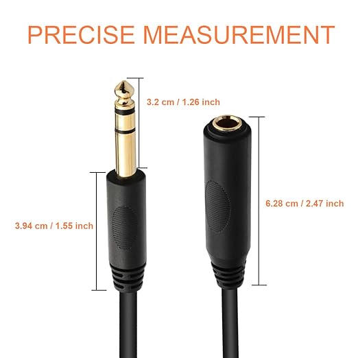 Tisino 1/4 Extension Cable 6 ft, Headphone Extension Cable Quarter inch TRS Male to Female Stereo Guitar Extension Cable Cord