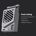 ULANZI Camera Cooling Fan Silver New, Spring Telescopic Mounting Adjustable Mini Intelligent Cooling Fan Real-time Monitoring with Type-C Charging Port, Compatible with Sony Canon FUJIFILM Nikon