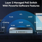 SODOLA 10Gb L2 Managed PoE Switch 150W|1X 10G SFP+&4 x 10GBase-T PoE Ports+1x10GBase-T Uplink, Max 90W PoE Output,IEEE802.3af/at/bt,Desktop&Wall Mount 10G Managed PoE Network Switch