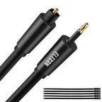 Elecan Mini Toslink to Toslink Digital Optical S/PDIF Audio Cable 20 Ft, Gold Plated Soft Flexible Fiber Optic Cable,Signal Protection PVC,Surround Sound for Soundbar,Home Theater,Hi-Fi System+Ties MI