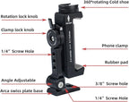 Metal Phone Tripod Mount w Rotatable Cold Shoe for Micphone Easy Use,Compatible with iPhone Tripod Adapter, Cell Phone Mount Holder,Hot Video Creater Vlogging Rig