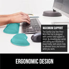 GORILLA GRIP Silky Gel Memory Foam Wrist Rest for Computer Keyboard, Mouse, Ergonomic Design for Typing Pain Relief, Desk Pads Support Hand, Arm, Mousepad Rests, Stain Resistant, 2 Piece Pad Turquoise