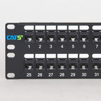 ICC CAT5e Feed-Through Patch Panel, 48 Port, 2U Rackmount, RJ45 Ethernet Patch Panel, No Punch Down, PoE++ and TAA Compliant, Black